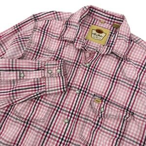 Larry Mahan Mens Size Medium Plaid Long Sleeve Shirt Pearl Snap Western Cowboy